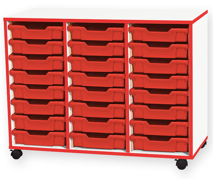 School JAZ 779mm High 24 Shallow Tray Triple Column Storage Unit