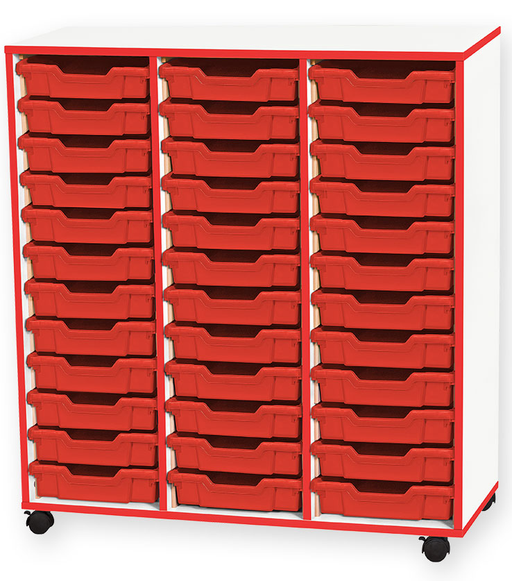 School JAZ 1107mm High 36 Shallow Tray Triple Column Storage Unit