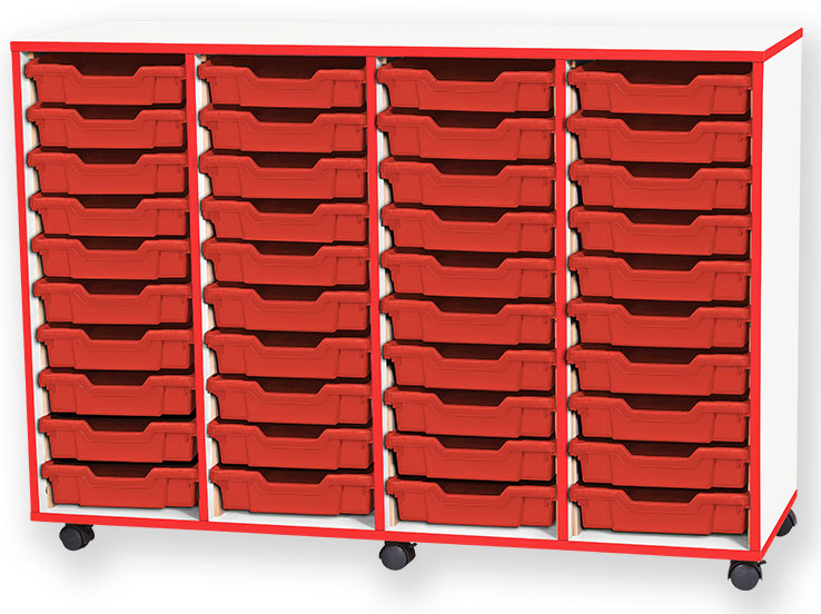 School JAZ 943mm High 40 Shallow Tray Quad Column Storage Unit