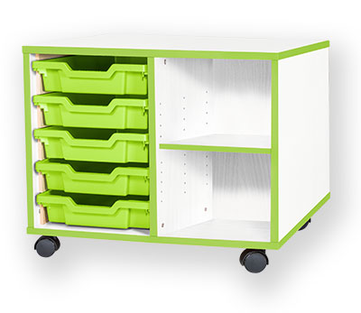 School JAZ 533mm High 5 Shallow Tray Double Open Storage Unit
