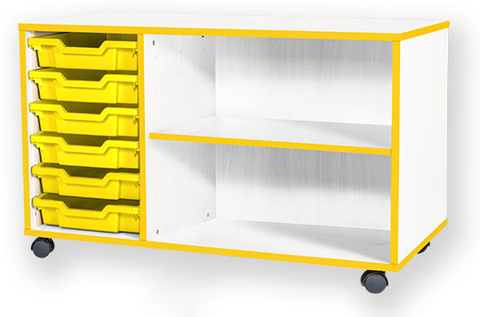 School JAZ 615mm High 6 Shallow Tray Triple Open Storage Unit