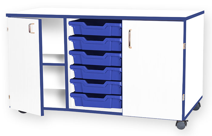 School JAZ 615mm High Triple Width Cupboard With 6 Shallow Trays
