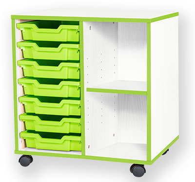 School JAZ 697mm High 7 Shallow Tray Double Open Storage Unit