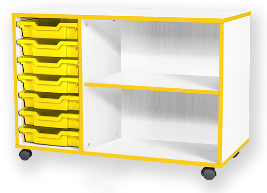 School JAZ 697mm High 7 Shallow Tray Triple Open Storage Unit