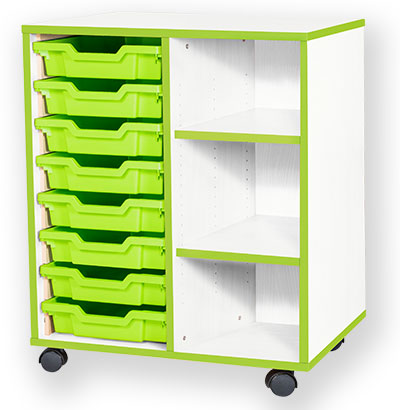 School JAZ 779mm High 8 Shallow Tray Double Open Storage Unit