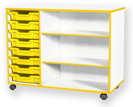 School JAZ 779mm High 8 Shallow Tray Triple Open Storage Unit