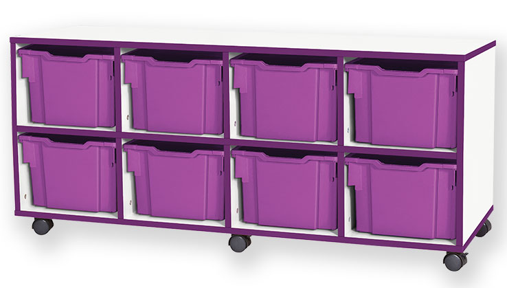 School JAZ 615mm High 8 Extra Deep Tray Quad Column Storage Unit