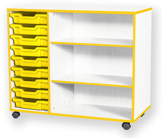 School JAZ 861mm High 9 Shallow Tray Triple Open Storage Unit
