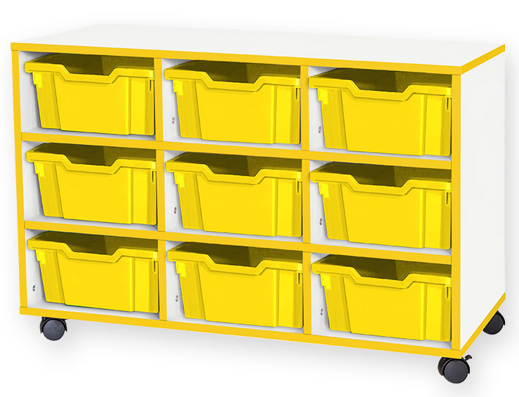 School JAZ 615mm High 9 Deep Tray Triple Column Storage Unit