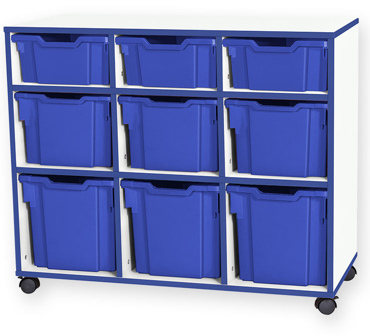 School JAZ 861mm High 3 Deep/3 Extra Deep/ 3 Jumbo Variety Tray Triple Column Storage Unit