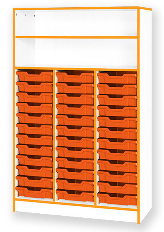 School JAZ 1674mm High 36 Shallow Tray Triple Width Unit with Top Open Storage