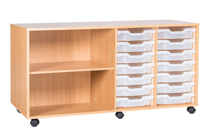 School 7 High 14 Tray with Shelf Quad Unit