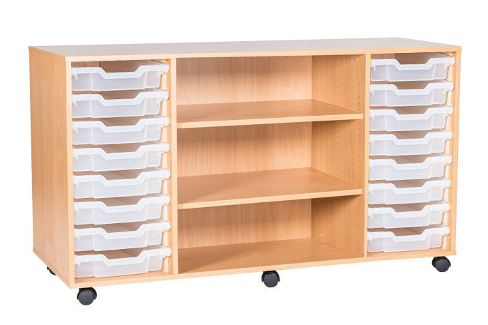 School 8 High 16 Tray Quad Unit with Shelves