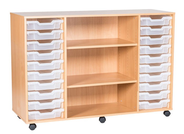 School 10 High 20 Tray Quad Unit with Shelves