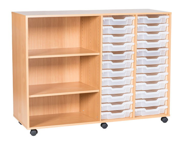 School 12 High 24 Quad Tray Unit with Shelves Left Columns