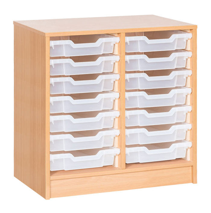 School Static Double Column Tray Unit with 14 Shallow Trays