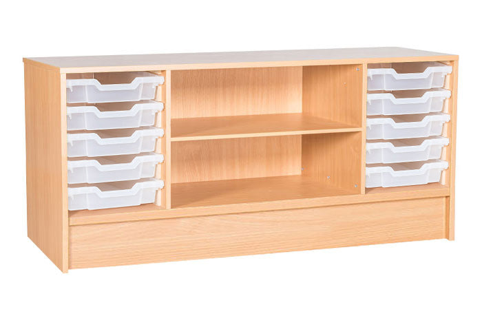 School Static 533mm High - 10 Tray Quad Shelf Unit