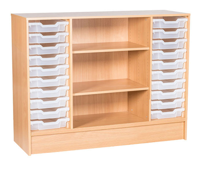 School Static 943mm High - 20 Tray Quad Unit with Shelves