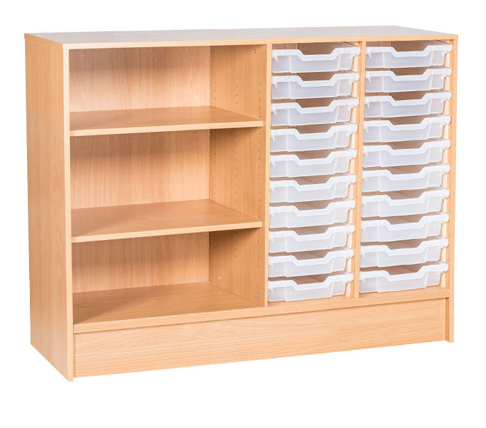School Static 943mm High - 20 Tray Quad Unit with Shelves Left Columns