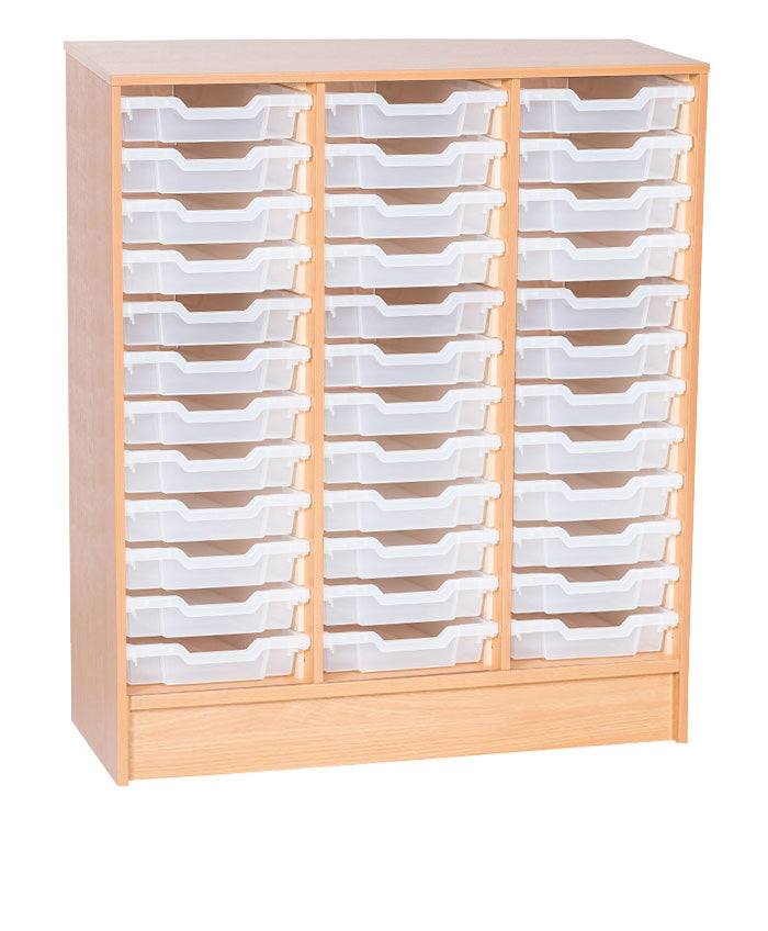 School 1107mm High - Triple Column Static Tray Unit with 36 Shallow Trays
