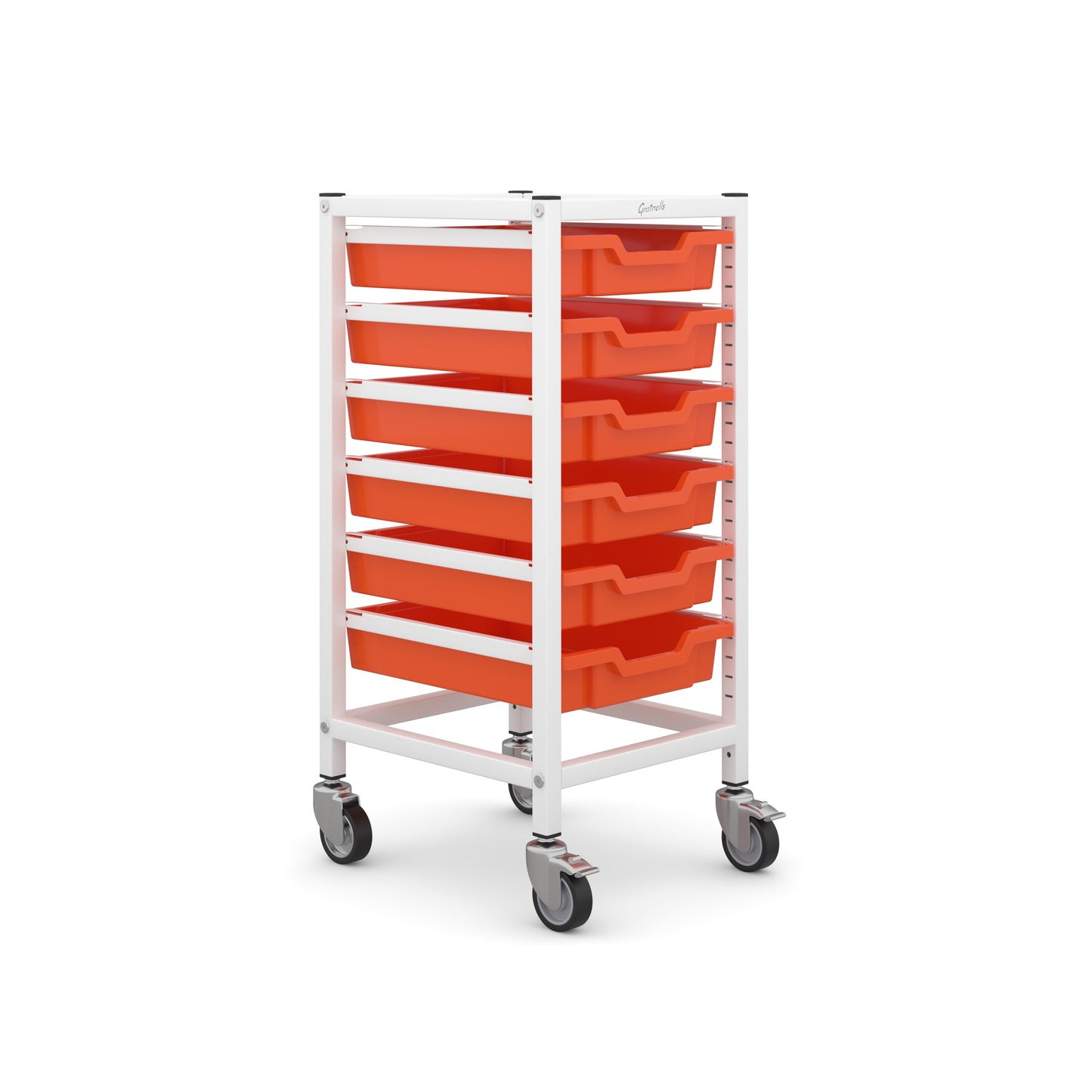 Gratnells Science Bench Height Single Trolley 6 Shallow Trays