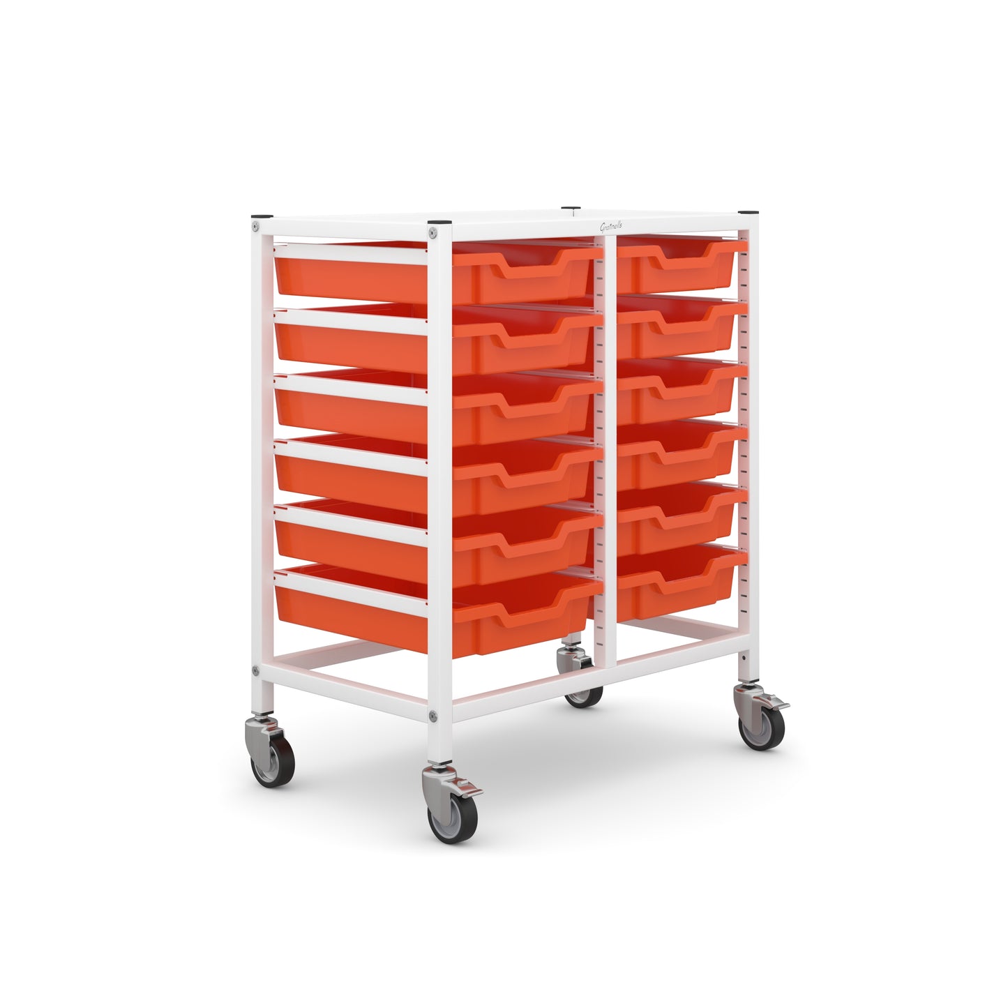 Gratnells Science Bench Height Double Trolley 12 Shallow Trays