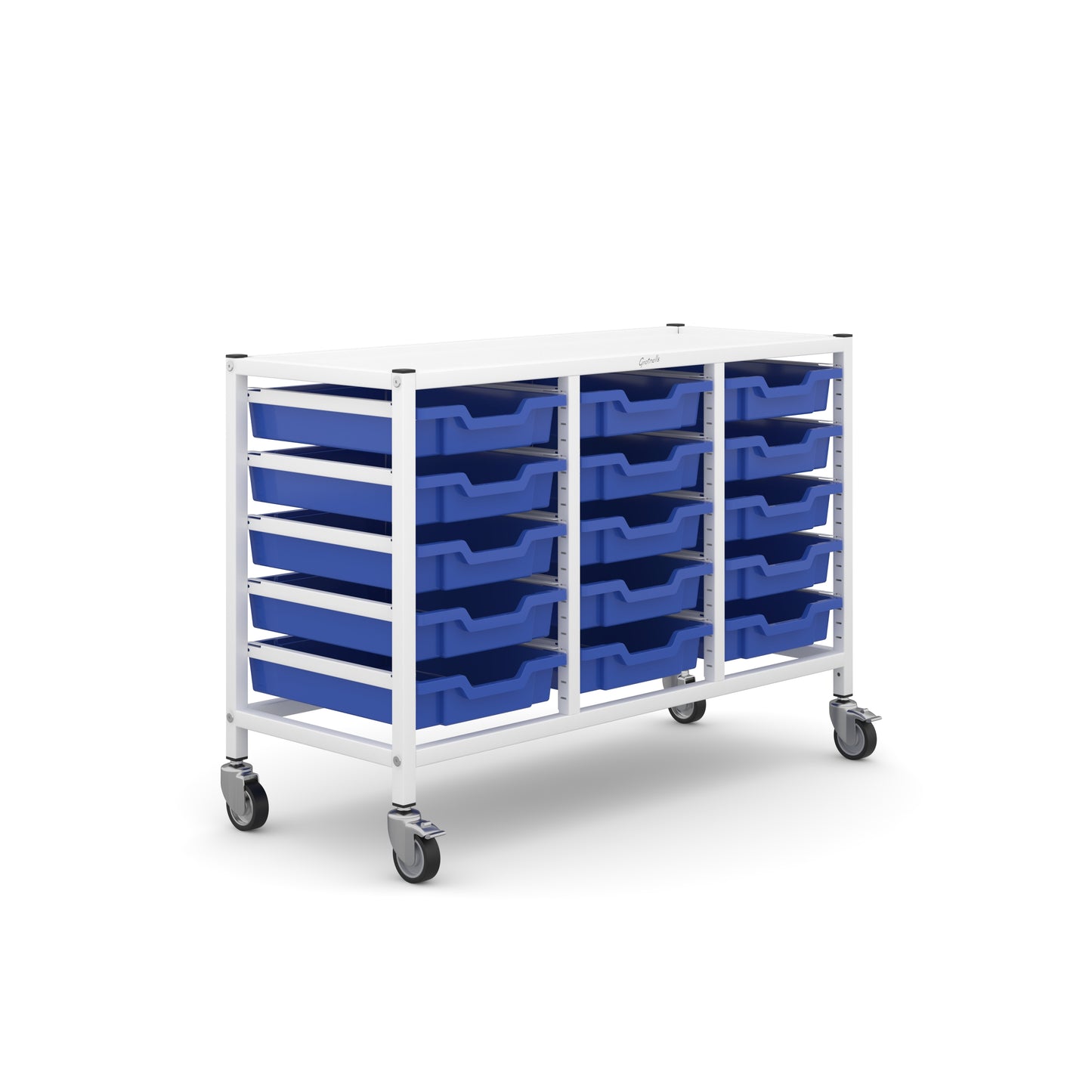 Gratnells Science Under Bench Treble Trolley 15 Shallow Trays