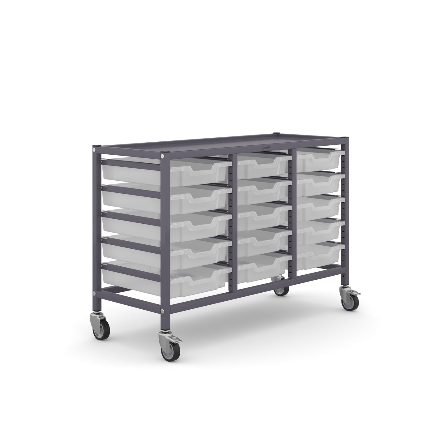 Gratnells Science Under Bench Treble Trolley 15 Shallow Trays