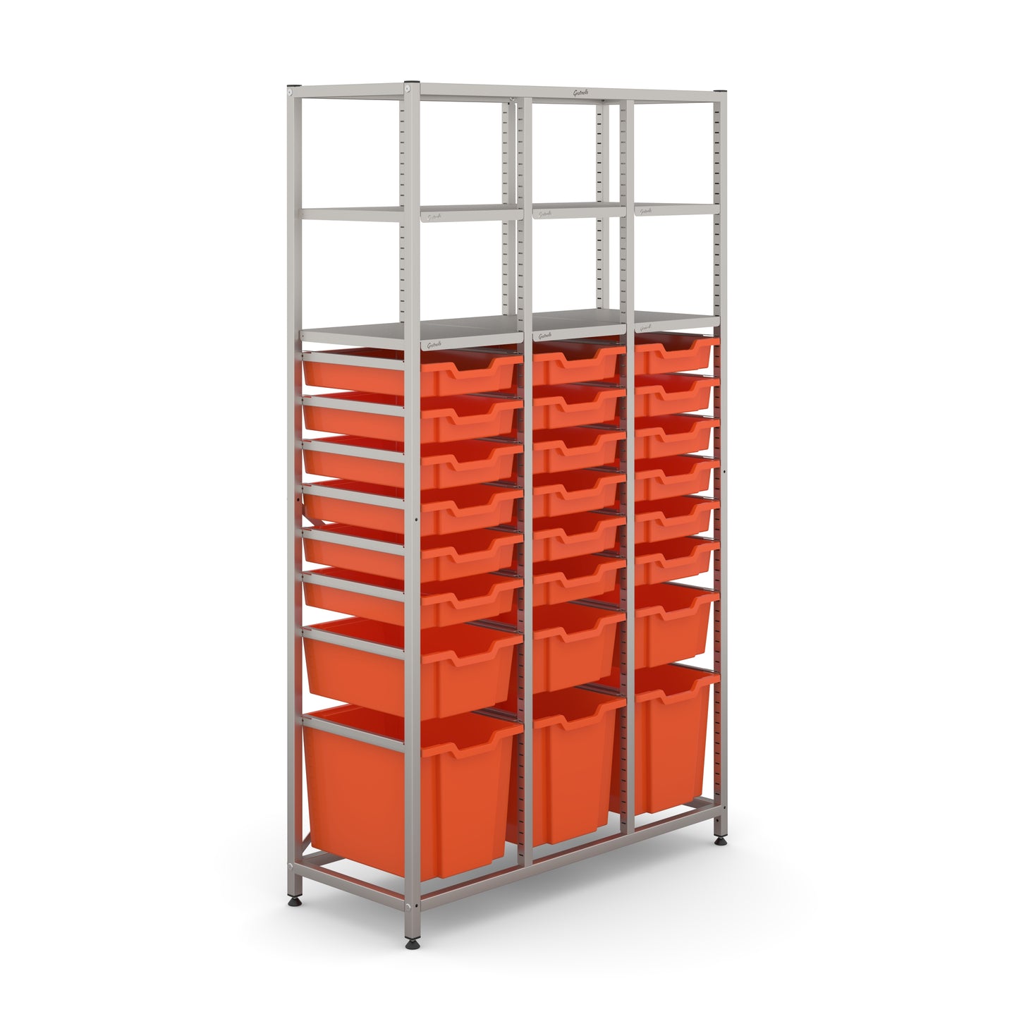 Gratnells Science Tall Treble Frame 6 Shelves 3 Jumbo 3 Deep & 18 Shallow Trays