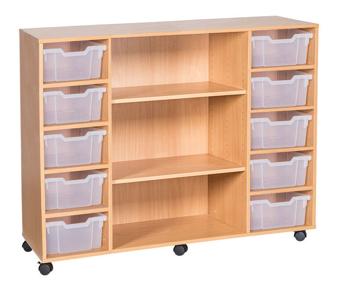 School 1025mm High - 10 Deep Tray Triple with Shelves