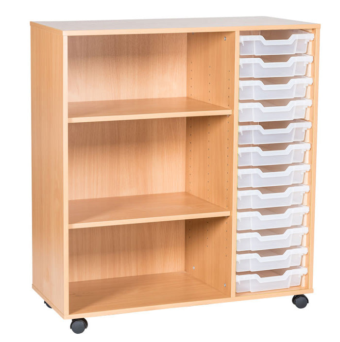 School 1107mm High - 12 Tray Triple Unit with Shelves