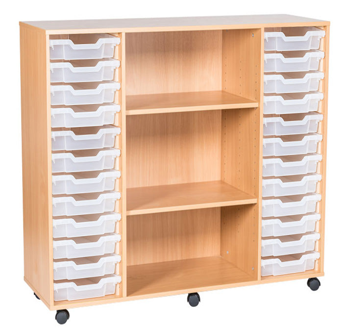 School 1107mm High - 24 Tray Triple Unit with Shelves