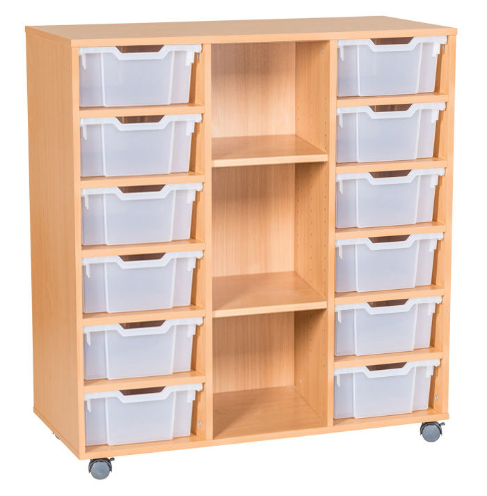 School 1189mm High - 12 Deep Tray Triple with Shelves