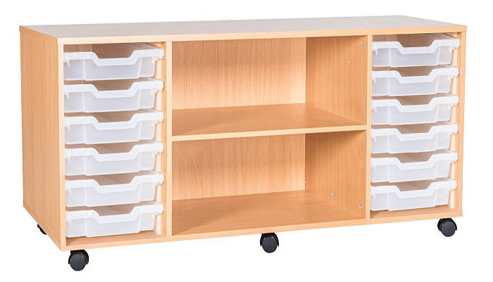 School 615mm High - 12 Tray Triple Unit with Shelf
