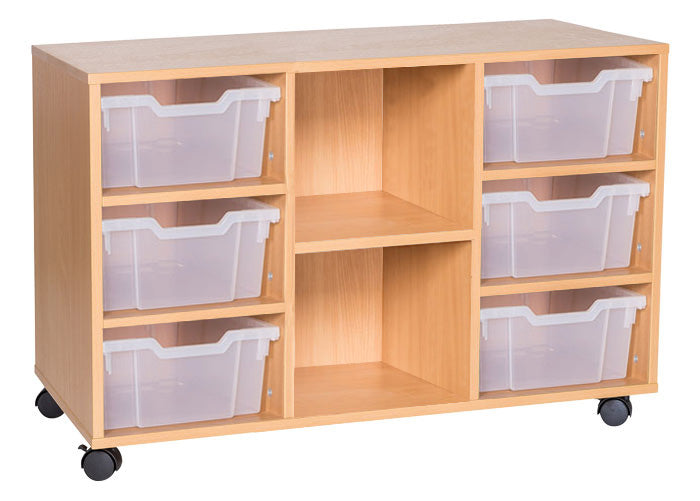 School 615mm High - 6 Deep Tray Triple with Shelf