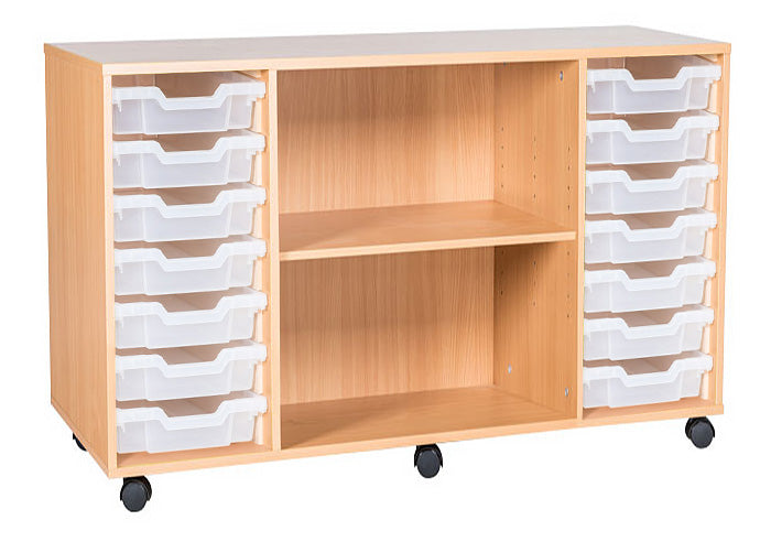School 697mm High - 14 Tray Triple Unit with Shelf
