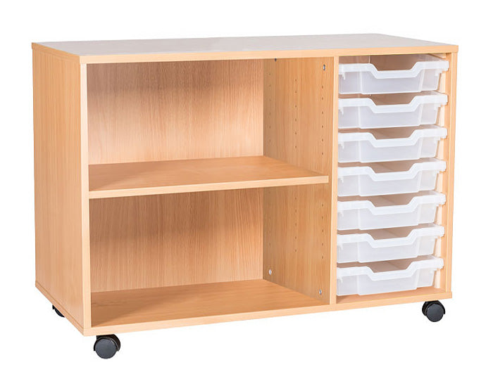 School 697mm High - 7 Tray Triple Unit with Shelf