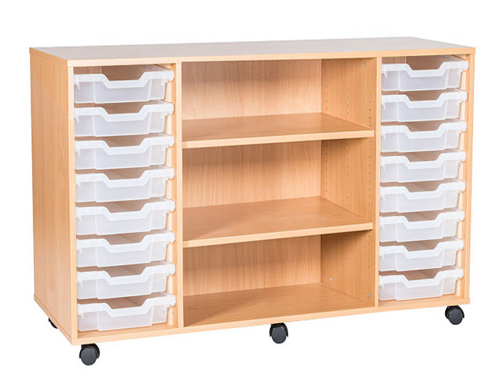 School 779mm High - 16 Tray Triple Unit with Shelves