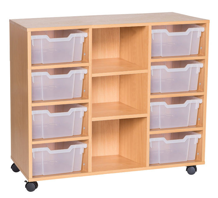 School 779mm High - 8 Deep Tray Triple with Shelves