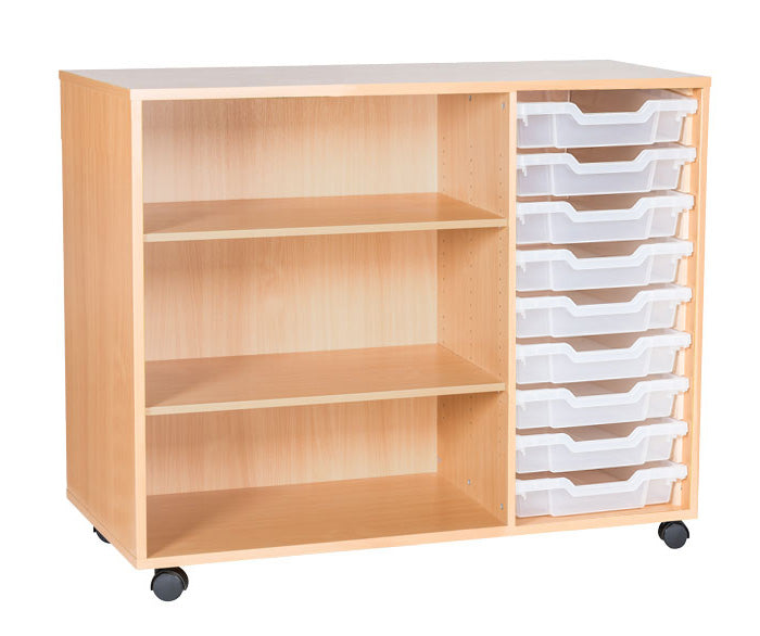 School 861mm High - 9 Tray Triple Unit with Shelves