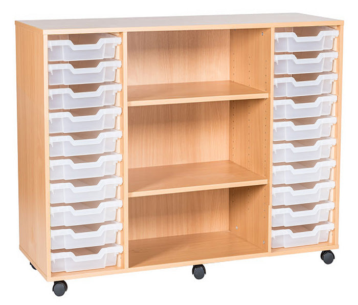 School 943mm High - 20 Tray Triple Unit with Shelves