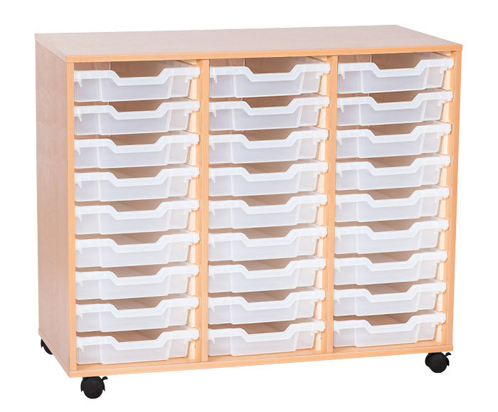 School 861mm High - Triple Tray Unit with 27 Shallow Trays