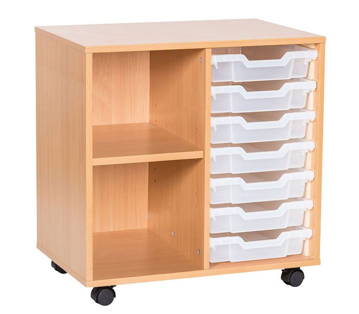 School 697mm High - 7 Tray Double & Shelf Unit
