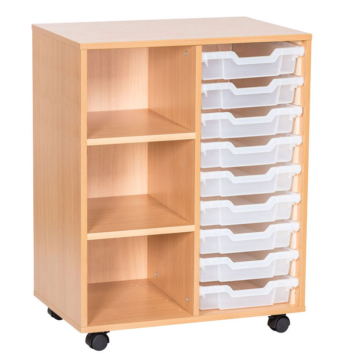 School 861mm High - 9 Tray Double & Shelf Unit