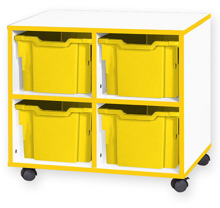 School JAZ 615mm High 4 Extra Deep Tray Double Column Storage Unit