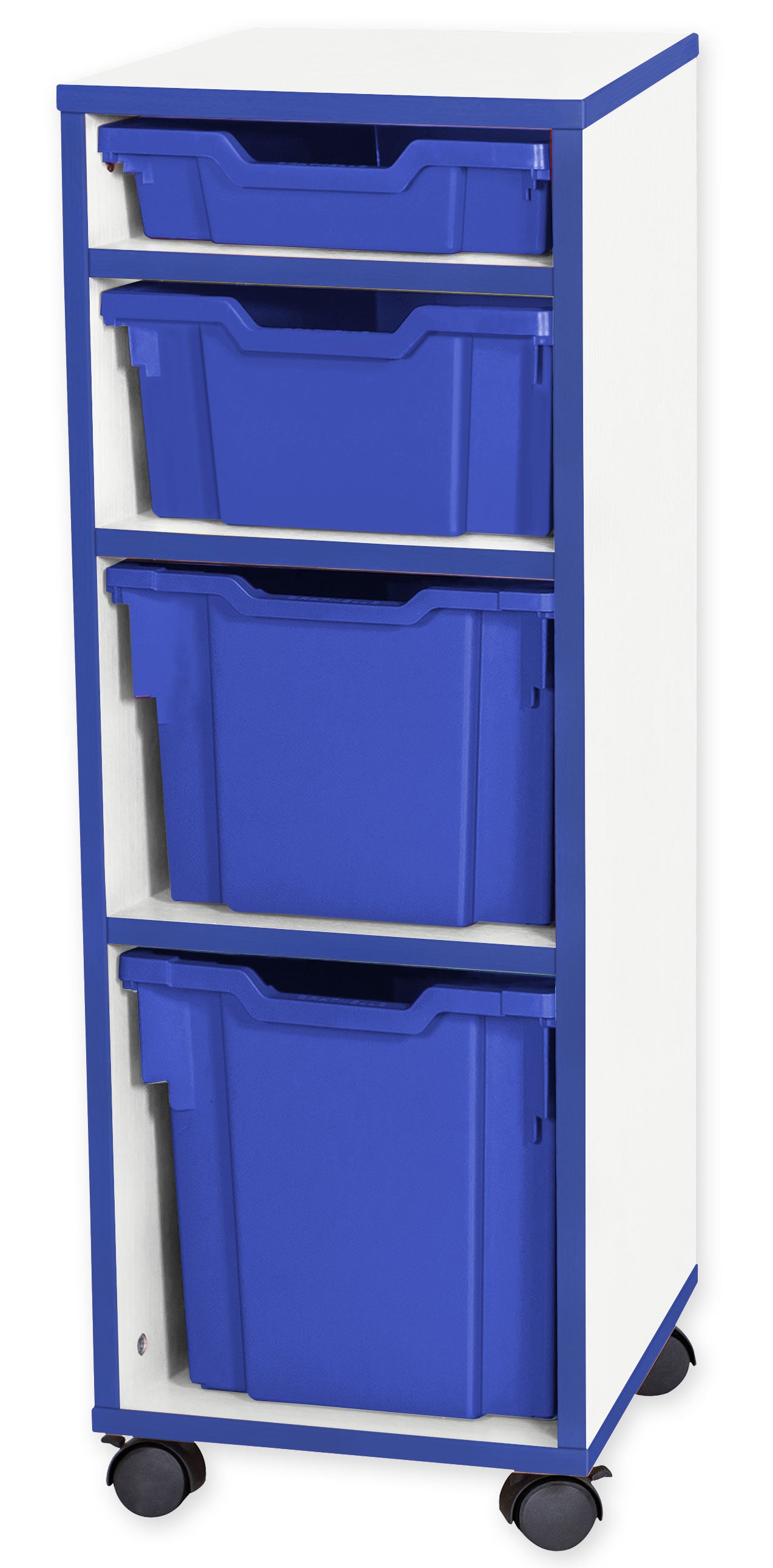 School JAZ 943mm High Jumbo/Extra Deep/Deep/Shallow Variety Tray Single Column Storage Unit