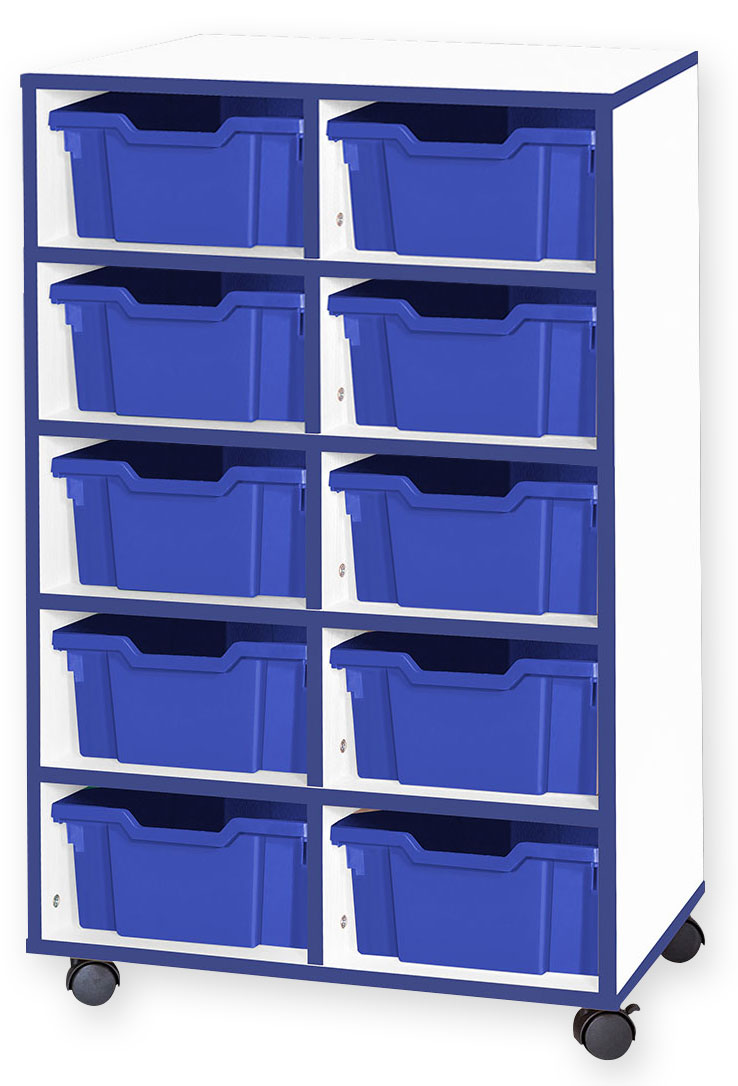 School JAZ 1025mm High 10 Deep Tray Double Column Storage Unit