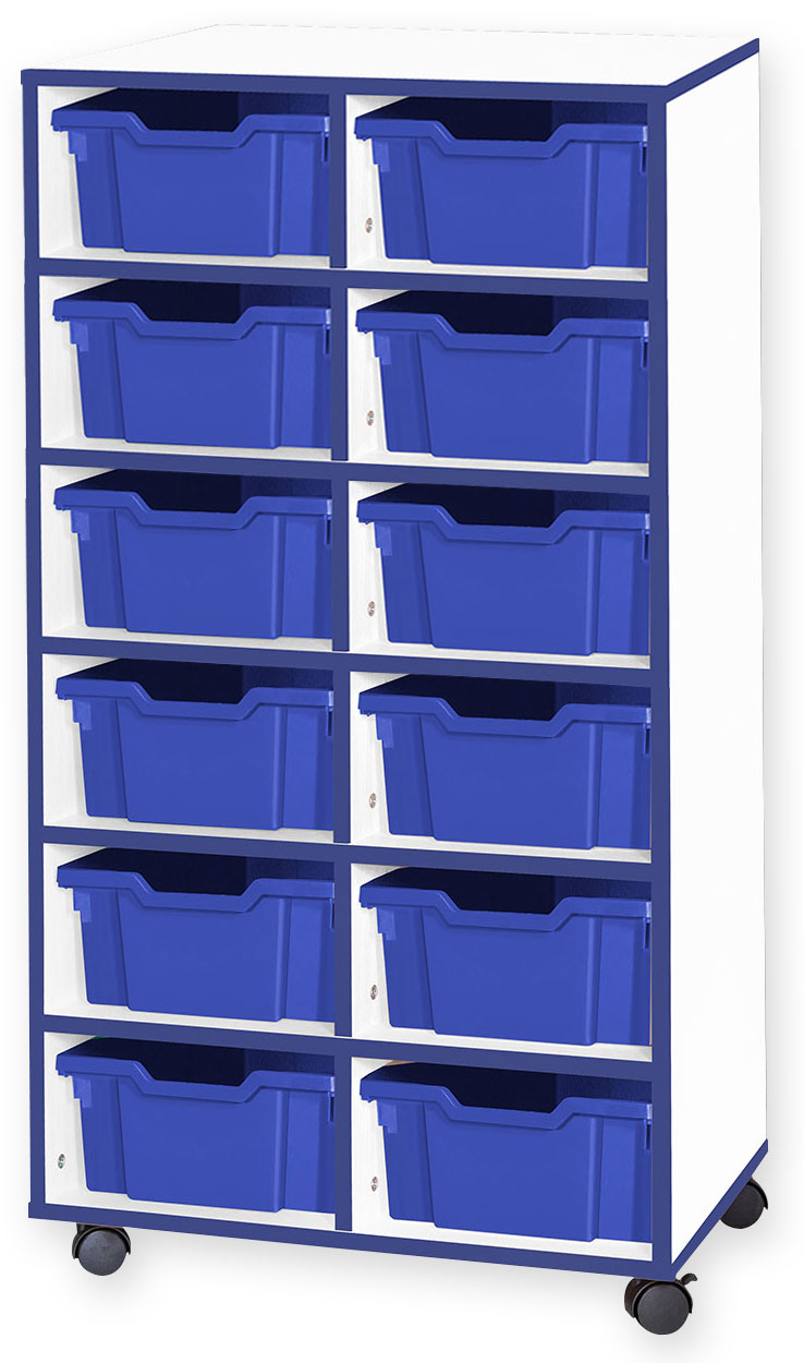 School JAZ 1189mm High 12 Deep Tray Double Column Storage Unit