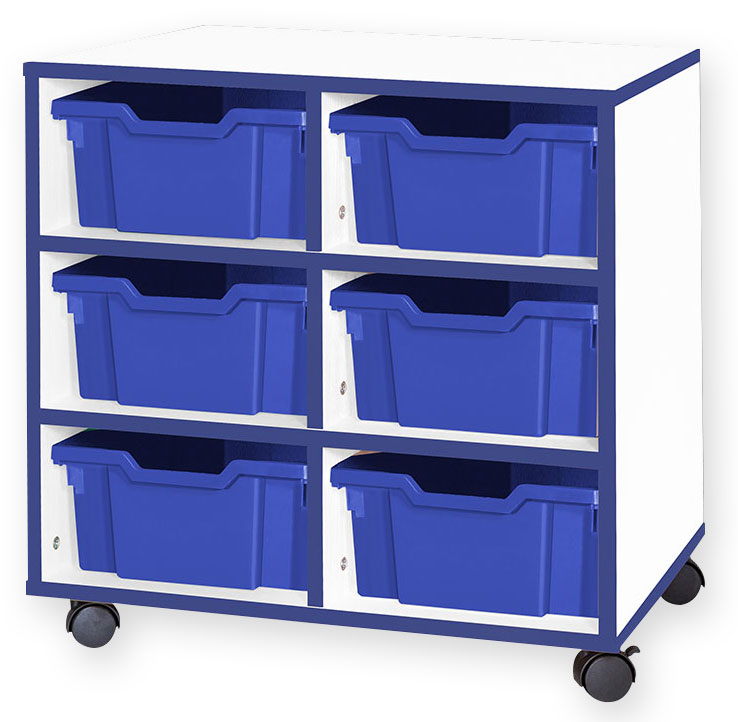 School JAZ 615mm High 6 Deep Tray Double Column Storage Unit