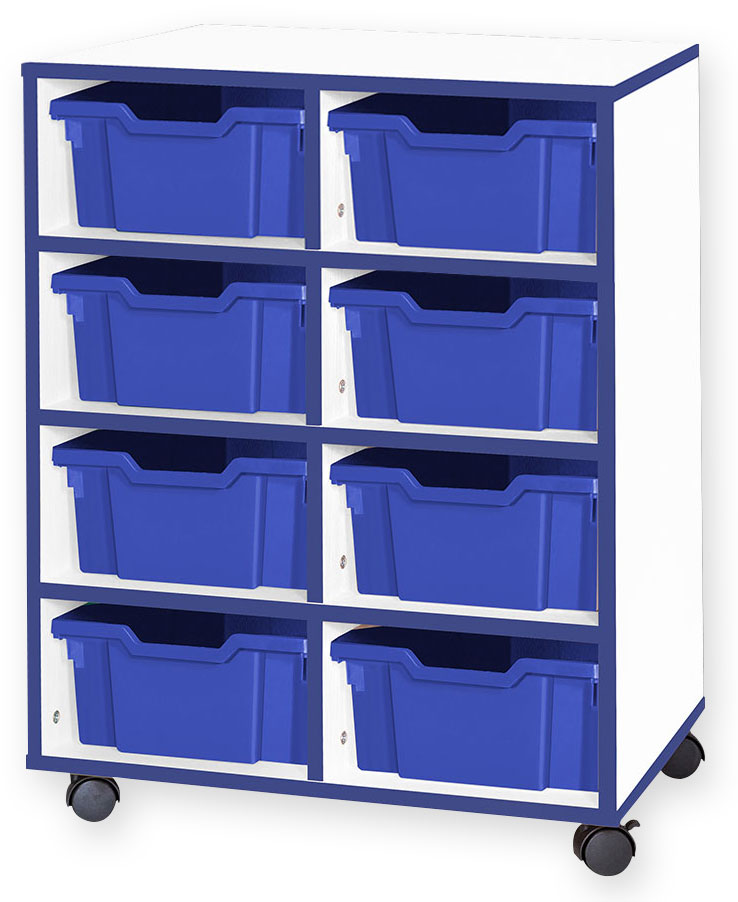 School JAZ 779mm High 8 Deep Tray Double Column Storage Unit